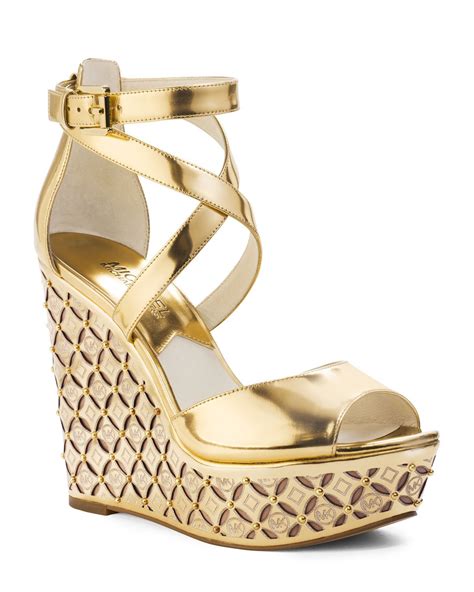 gold michael kors wedges|gold michael kors heels.